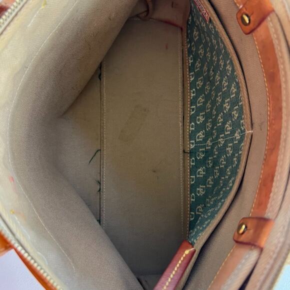 Dooney & Bourke Satchel Handbag Signature DB Denim Leather Trim Carry On Bag - Picture 15 of 16